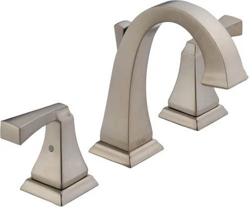 Delta Dryden - Grifo de baño de níquel cepillado de 3 agujeros, grifo de lavabo de baño de 8 pulgadas para tocador, montaje de drenaje de metal
