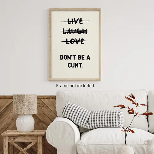Miniatura 3 de CAXIYSH Decoración de pared con citas divertidas, arte de pared con texto en inglés "Live Love Laugh", póster retro beige con texto en inglés "Don't