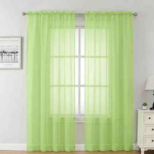 Miniatura 163 de Aiyufeng 2 paneles de cenefa transparente negra de 14 pulgadas de largo, cortinas cortas negras transparentes para dormitorio, cortinas de cocina