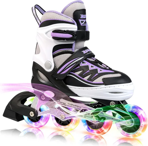 2PM SPORTS - Patines en línea Cytia para niñas, ajustables, con ruedas iluminadas, rosa, con ruedas con luces, patines divertidos y parpadeantes