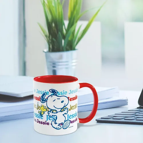 Miniatura 3 de Current PEANUTS Woodstock - Taza de cerámica personalizada – Taza de café segura para microondas de 11 onzas, bonitas tazas de personajes con asas