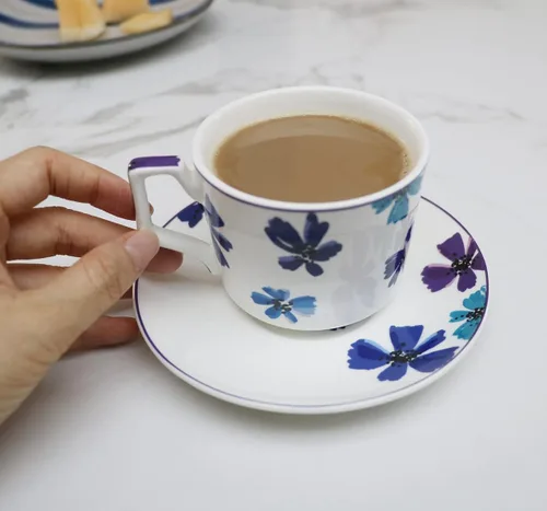 Miniatura 4 de GuangYang Juego de 6 tazas de té de 7 onzas, diseño de flores de color elegante