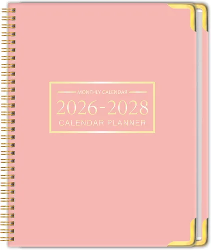 Miniatura 11 de Agenda mensual 2026-2028, tapa dura con esquina de metal, calendario de 3 años, calendario 2026-2027-2028, de enero de 2026 a diciembre de 2028, 9 x