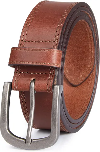 Miniatura 10 de Cinturón de cuero de grano completo para hombre para jeans casuales de uso diario, cinturones de cuero hechos a mano de 1.5 pulgadas con caja