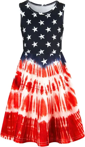 Miniatura 24 de Funnycokid Vestido de Sirena para Niñas, Sin Mangas, de Verano, para Cumpleaños, de Fiesta con Volantes, Ropa de 4 a 13 Años