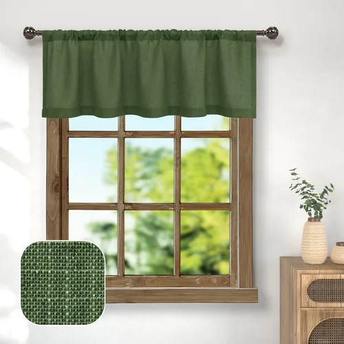 Miniatura 10 de Pitalk - Cenefa de ventana de lino negro para cocina, bolsillo para barra de 3 pulgadas, semitransparente, estilo bohemio moderno de granja, cenefa