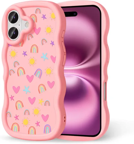Miniatura 278 de Compatible con iPhone SE/8/7 Funda para Mujeres y Niñas, Marco Ondulado Rizado con Patrón Lindo, Estética Delgada Suave Silicona TPU Parachoques