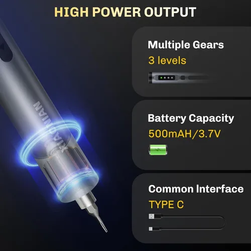 Miniatura 4 de Juego de destornilladores eléctricos de precisión de 3.7V, 50 en 1 pequeño destornillador magnético de potencia con almacenamiento, mini Gris