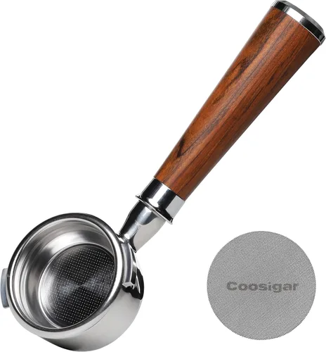 Miniatura 14 de Portafiltro sin fondo de 2.126 in con pantalla de disco Se adapta a máquinas Breville de 2.126 in Portafiltro de acero inoxidable y mango