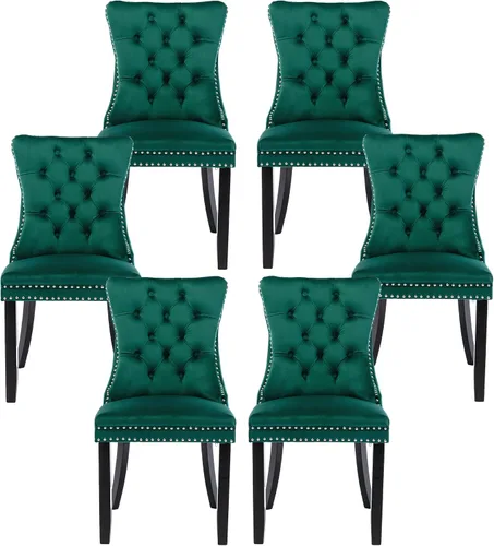Miniatura 36 de Silla de comedor copetuda moderna de terciopelo para comedor, sillas de comedor tapizadas con remache de clavo, anillo trasero para cocina, comedor