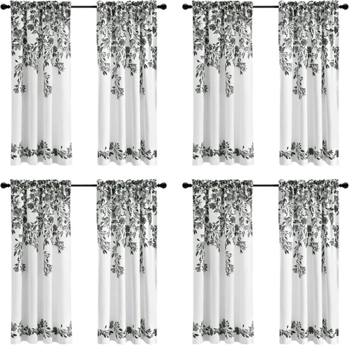 Miniatura 9 de Lush Decor Tanisha - Cortinas para oscurecer la habitación, diseño floral de vid impreso, juego de paneles de ventana (par), 52 pulgadas de ancho x