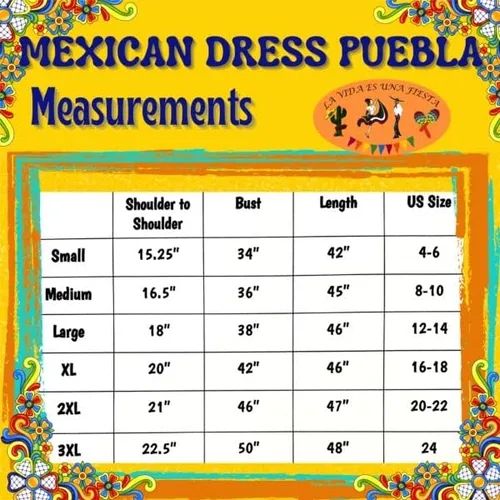 Miniatura 2 de Vestido mexicano Puebla bordado a mano