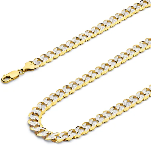 Miniatura 3 de 14k REAL Yellow/Two Tone Gold Bevelled Hollow 11mm, 9mm, 6.5mm, 5mm, 4.5mm, 3.5mm, 2.5mm, 2mm Cuban Curb Chain Necklace/Bracelet with Lobster Claw