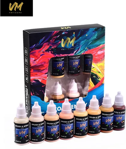 Miniatura 5 de VM - Juego de pintura acrílica no tóxica de 8 colores para artistas, manualidades, cosplay, pintura de retratos y tono carne, 8 botellas x 0.67 Skin