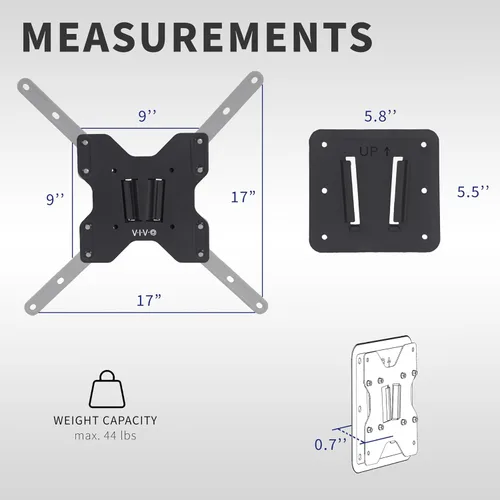 Miniatura 3 de VIVO Soporte grande para TV RV, VESA máximo 400 x 400, soporta hasta 44 libras, placa de pared de polímero de plástico para campamento, camión