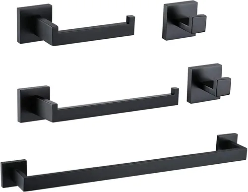 Ralbay Toallero de baño, juego de 5 piezas de accesorios de baño de acero inoxidable de alta calidad, juego de toallero montado en la pared, color
