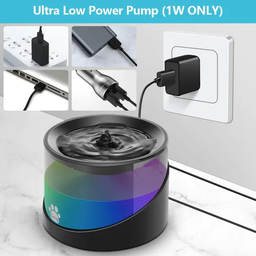 Miniatura 5 de Kastty Fuente de agua para gatos, fuente de agua para gatos en interiores, dispensador de agua para gatos de 2.2 L/74 onzas, súper silenciosa, bomba