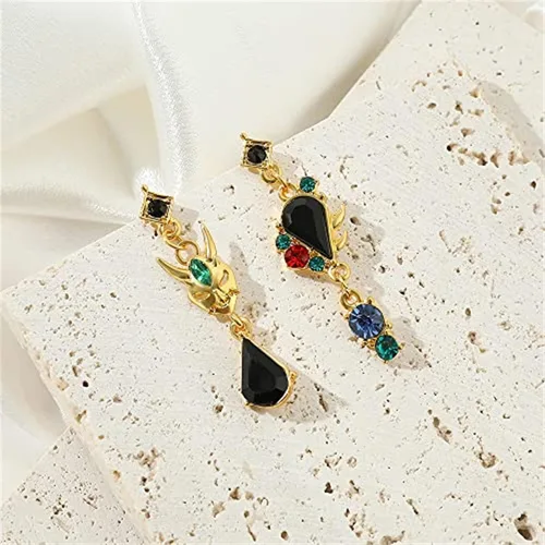 Miniatura 7 de Juego de anime Genshin Impact Zhongli Keqing Mona - Aretes de joyería de moda para mujeres y niñas Metal Plata tibetana