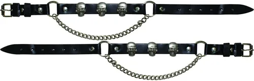 GARGOYLE BELLS Cadenas ajustables para botas de moda, cadenas decorativas para botas de motociclista, vienen en un juego de 2, Cuero Policloruro de