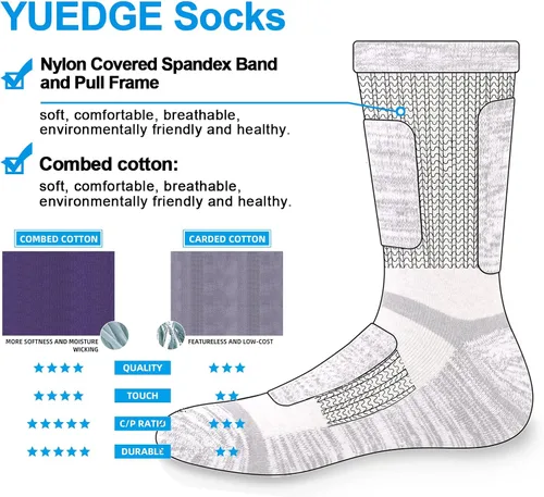 Miniatura 3 de YUEDGE Calcetines atléticos acolchados de rizo de algodón para hombre calcetines térmicos más gruesos y cálidos calcetines de trabajo para hombres