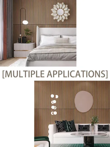 Miniatura 5 de Paneles de listones de chapa de madera acústica para decoración de paredes interiores y techos 3D sin costuras empalmadas absorbentes de sonido