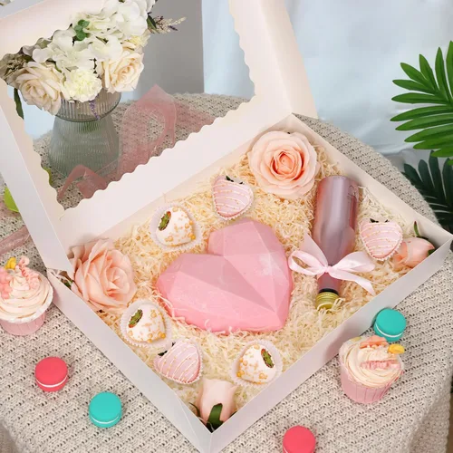 Miniatura 6 de Moretoes 30 cajas de galletas, 16 x 11 x 2.5 pulgadas, cajas de panadería con ventana para pasteles, pasteles, magdalenas, fresas cubiertas