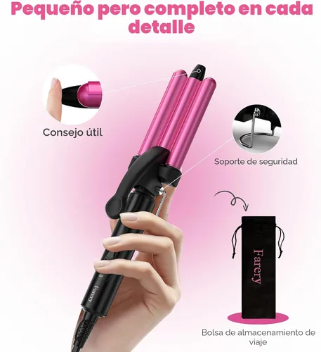 Miniatura 6 de FARERY Plancha de Rizar Mini Onduladora, 1/2 Pulgada, Rizador de Cabello para Mujeres con Ondas de Playa, Infundido con Queratina y Aceite de Argán