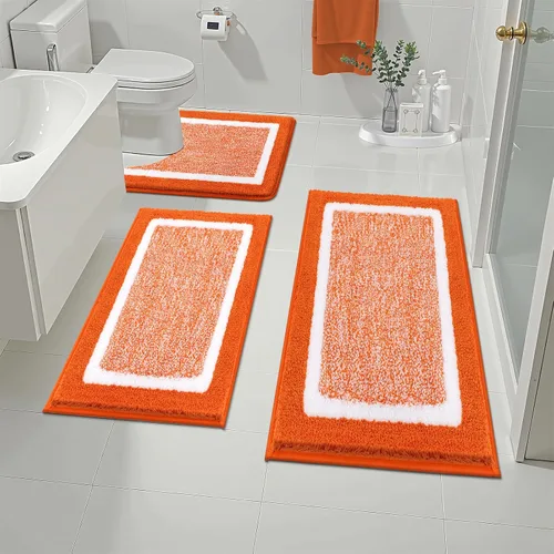 Miniatura 59 de Pauwer Juego de baño, alfombras de baño antideslizantes, alfombras de ducha absorbentes para suelo de baño, bañera y ducha, color azul aguamarina