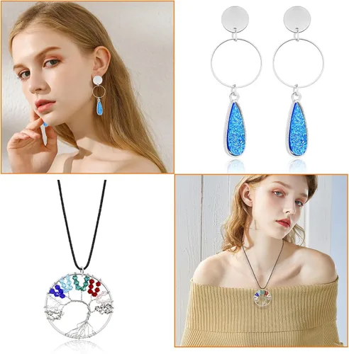Miniatura 4 de 40 aretes de aro para hacer joyas de 1.976 pulgadas, aretes redondos con cuentas redondas, anillos de enlace de bisel abierto, aretes redondos 40