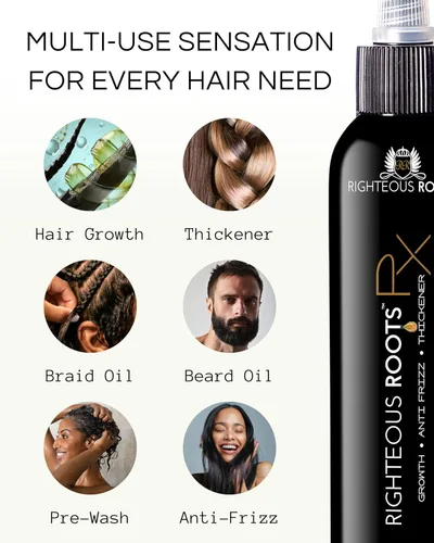 Miniatura 2 de Righteous Roots Rx - Aceite para el crecimiento del cabello, antiencrespamiento y espesante mejor para cabello natural rizado y ondulado, y barbas.