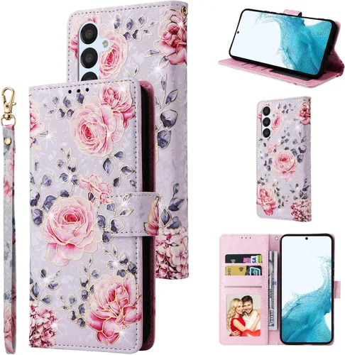 Miniatura 11 de UEEBAI Funda tipo billetera para Samsung Galaxy A16 4G/5G, cubierta de cuero PU con soporte, bloqueo RFID, funda flip con ranuras para tarjetas