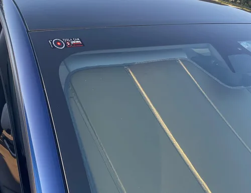 Miniatura 7 de Pegatina de advertencia de seguridad para Tesla Cam. Modelo 3, Y, X, S Sentry Mode Calcomanía gráfica para coche. Etiqueta engomada del coche