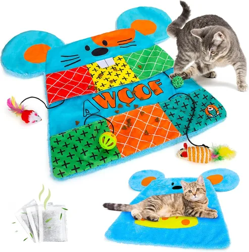 Miniatura 9 de AWOOF Linda alfombra suave de hierba gatera, juguetes interactivos para gatos