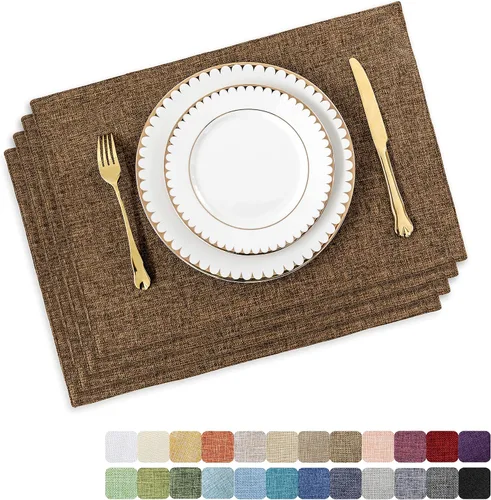 Miniatura 44 de Juego de 6 manteles individuales resistentes al calor para mesa de comedor y cocina de Home Brilliant, manteles individuales para mesa de comedor
