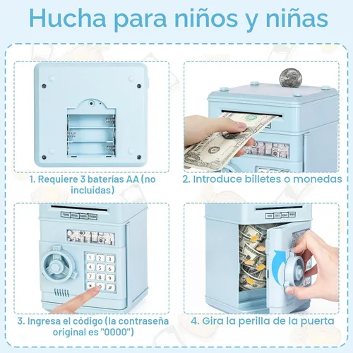 Miniatura 4 de Refasy Alcancía para dinero en efectivo, cajero automático, banco electrónico de monedas para niños de 3 a 12 años, caja de ahorro de dinero, mini