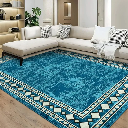 Miniatura 18 de WESTLOOM Alfombra de pasillo de 2 x 6 pies, lavable, moderna, con bordes, antideslizante, resistente a las manchas, borde geométrico, alfombra