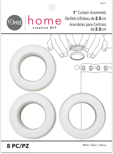 Cortina con arandelas 1 pulgada, diámetro del plástico interior 8/Pkg Blanco