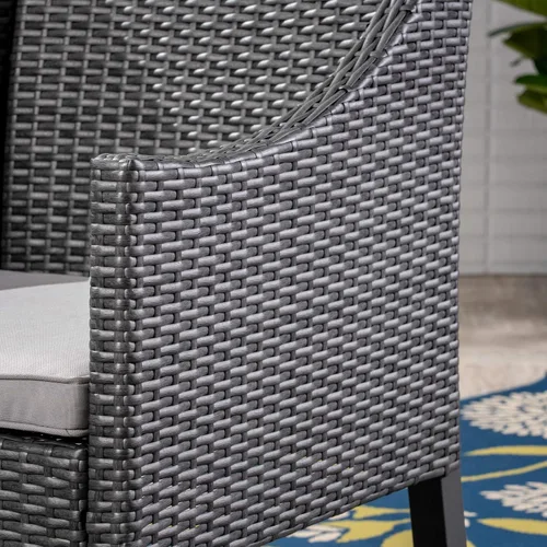 Miniatura 8 de Christopher Knight Home Shipp Outdoor - Juego de comedor de 5 piezas de madera y mimbre, acabado gris/plateado