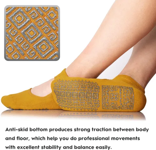 Miniatura 7 de unenow Calcetines antideslizantes de yoga para mujer con acolchado para pilates, barra, hogar