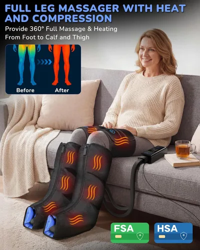 Miniatura 2 de Masajeador de piernas with calor y compresión: botas de compresión secuencial con 6 modos, 9 intensidades y 3 niveles de calor para circulación