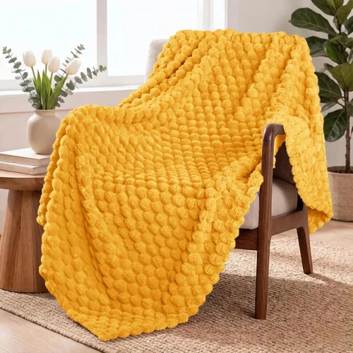 Miniatura 61 de Exclusivo Mezcla - Manta de vellón extragrande, 50 x 70 pulgadas, elegante, tela jacquard suave, mullida, acogedora y ligera, para invierno