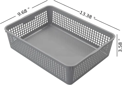 Miniatura 3 de Bandejas de plástico poco profundas, cesta de almacenamiento de papel de oficina, juego de 6