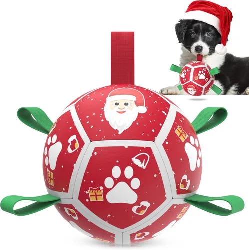 Miniatura 27 de QDAN Juguetes para perros, pelota de fútbol extragrande con correas, juguete de remolcador, juguete de agua, bolas duraderas para perros