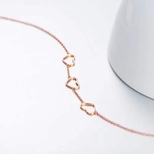 Miniatura 3 de SISGEM Tobillera de corazón de oro de 14 quilates para mujer, pulsera de tobillo de amor de oro real, joyería de pie para ella, 8.4-10 pulgadas