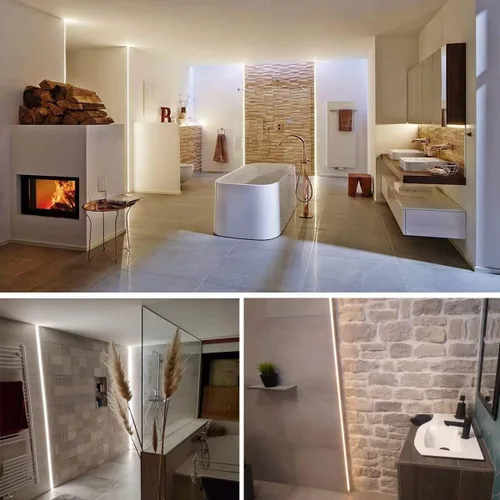 Miniatura 7 de Besseto Canal LED para Empotrar en Yeso, Paquete de 6, 6.6 Pies/2 Metros, Canal de Aluminio para Tira LED de Borde Recortado de Azulejo, Perfil LED