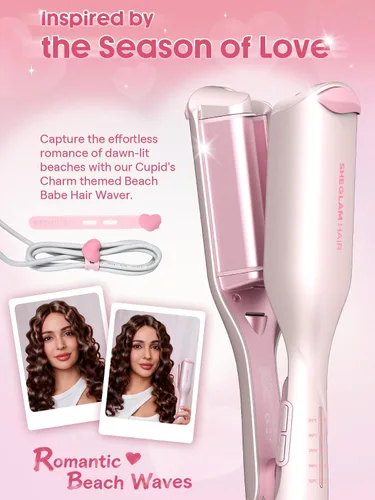 Miniatura 3 de SHEGLAM Ondulador de cabello ondulado de playa (rosa, 0.75 pulgadas)