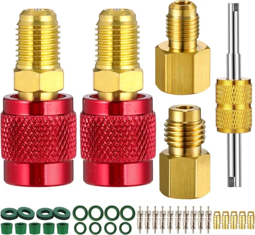 Miniatura 13 de Kit de adaptador R410a de 35 piezas de mini adaptador split 45° 90° manguera de refrigerante, 5/16 pulgadas hembra 1/4 pulgadas macho, 1/2 pulgadas
