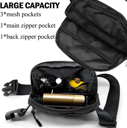 Miniatura 4 de Bolsa de Cintura Mini Negra Riñonera para Mujeres y Hombres, Riñonera Pequeña de Moda, Bolsa Cruzada para Cintura para Correr, Senderismo, Jogging