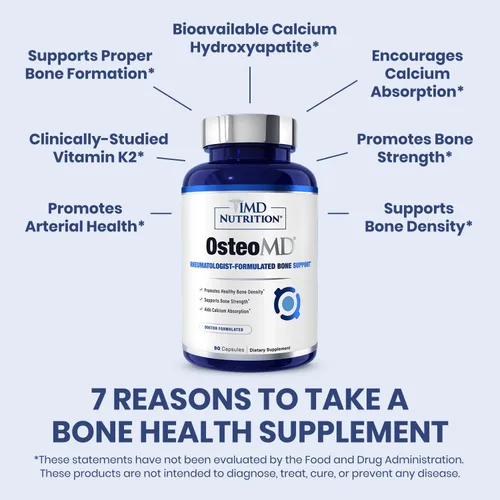 Miniatura 2 de 1MD Nutrition OsteoMD para un apoyo óseo integral con hidroxiapatita de calcio, vitamina D3 y K2 180 cápsulas (paquete de 2)