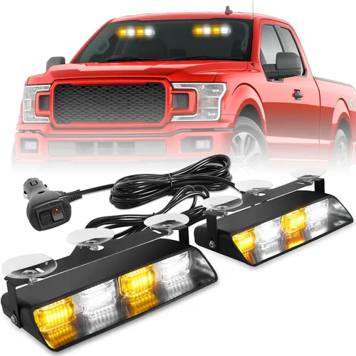 Miniatura 12 de HLauto 2002L Luces estroboscópicas de emergencia para salpicadero: luces de seguridad ámbar, luces de advertencia intermitentes para parabrisas